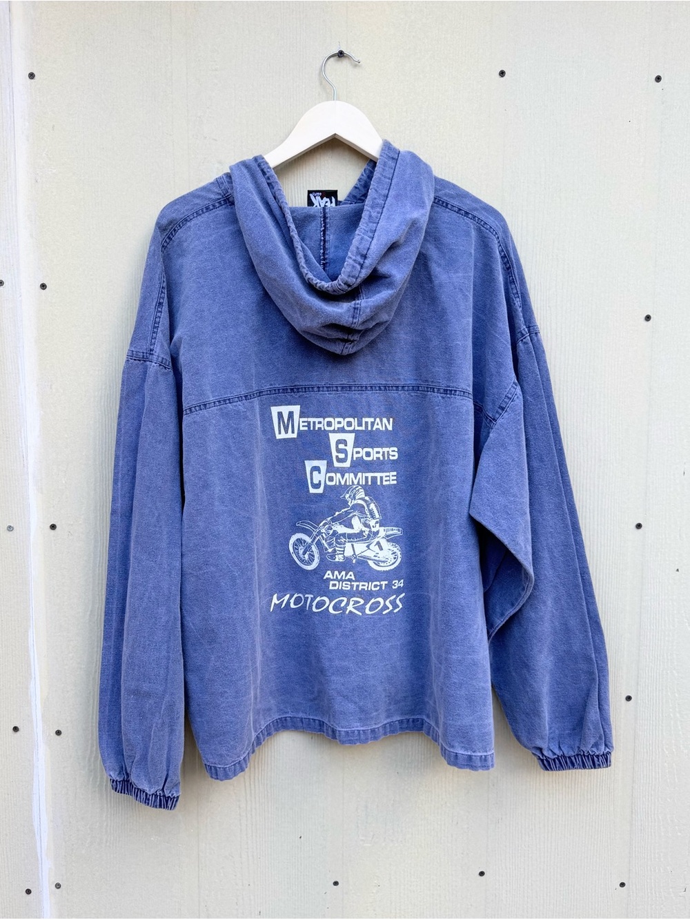 90s No Fear Hoodie XL Baggy Faded Blue Motocross Skater Surfwear USA Made
